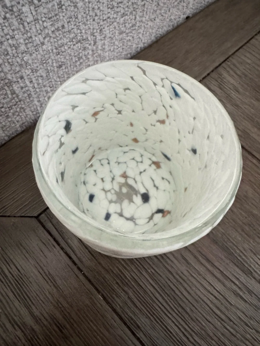 West elm Speckled White textures white blue candle holder